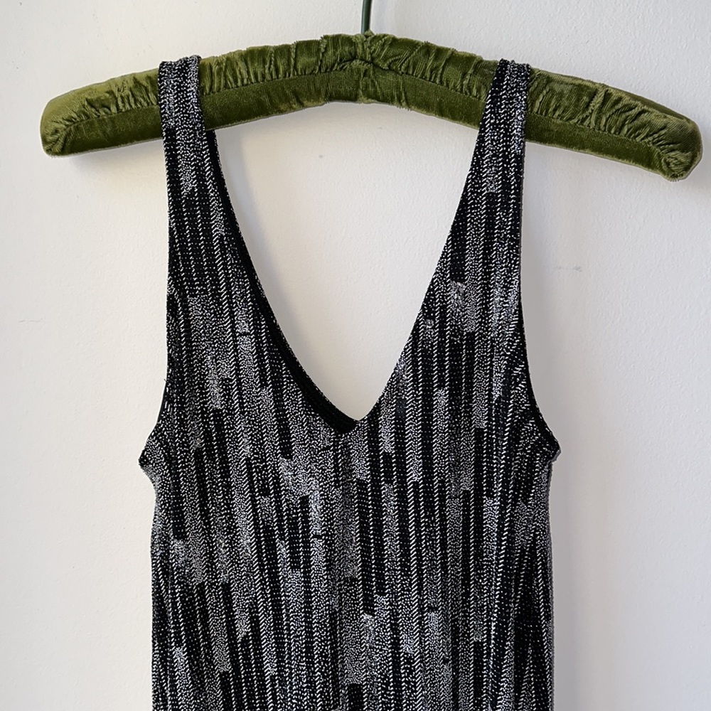 mahina Black & Silver Metallic Mini Dress